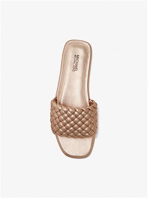 michael kors amelia braided sandal|Michael Michael Kors Women's Amelia Slide Woven Sandals.